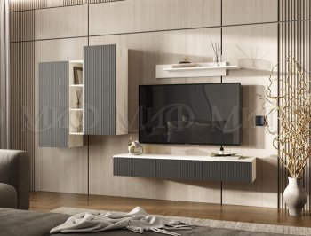 Стенка Оскар комп.2 крафт белый/графит (Миф) в Среднеуральске - sredneuralsk.mebel-e96.ru