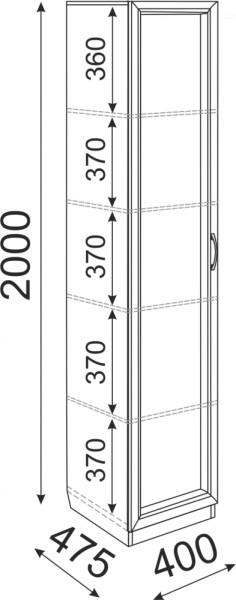 Пенал Остин М03 полки 400 (Риннер) в Среднеуральске - sredneuralsk.mebel-e96.ru