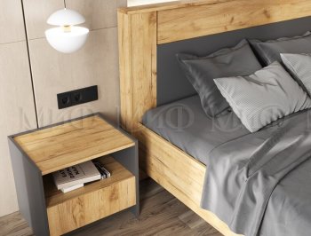 Кровать парящая Остин крафт/графит (Миф) в Среднеуральске - sredneuralsk.mebel-e96.ru