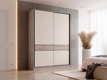 Спальный гарнитур Роджина крафт серый/кашемир, модульный (Миф) в Среднеуральске - sredneuralsk.mebel-e96.ru