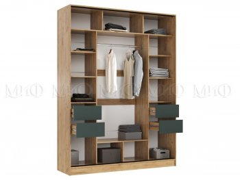 Шкаф-купе 1800 мм Роджина крафт/изумрудный (Миф) в Среднеуральске - sredneuralsk.mebel-e96.ru