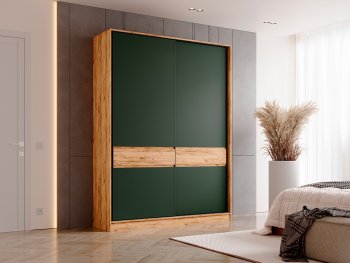 Шкаф-купе 1800 мм Роджина крафт/изумрудный (Миф) в Среднеуральске - sredneuralsk.mebel-e96.ru