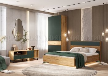 Спальный гарнитур Роджина крафт/изумрудный, модульный (Миф) в Среднеуральске - sredneuralsk.mebel-e96.ru