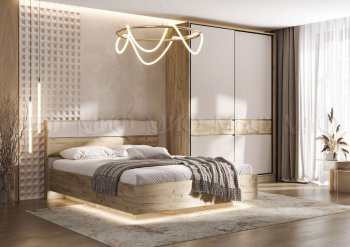 Спальный гарнитур Роджина крафт серый/кашемир, модульный (Миф) в Среднеуральске - sredneuralsk.mebel-e96.ru