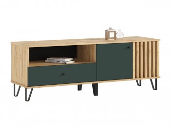 Тумба ТВ (1500) Роджина крафт/изумрудный (Миф) в Среднеуральске - sredneuralsk.mebel-e96.ru