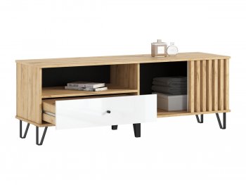 Тумба ТВ (1500) Роджина крафт/белый (Миф) в Среднеуральске - sredneuralsk.mebel-e96.ru