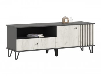 Тумба ТВ (1500) Роджина крафт белый/графит (Миф) в Среднеуральске - sredneuralsk.mebel-e96.ru