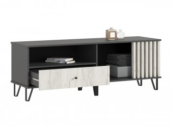 Тумба ТВ (1500) Роджина крафт белый/графит (Миф) в Среднеуральске - sredneuralsk.mebel-e96.ru