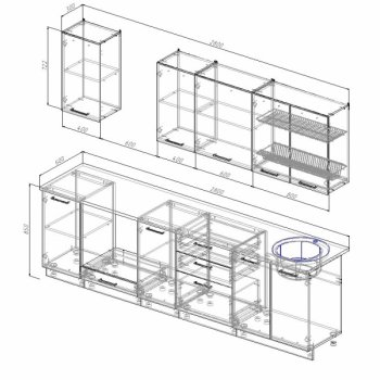 Кухонный гарнитур Латте 2800 мм в Среднеуральске - sredneuralsk.mebel-e96.ru