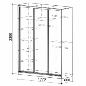 Шкаф-купе Бассо 1-600 (полки слева) в Среднеуральске - sredneuralsk.mebel-e96.ru