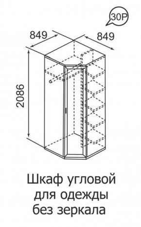 Шкаф угловой для одежды Ника-Люкс 30 без зеркал в Среднеуральске - sredneuralsk.mebel-e96.ru