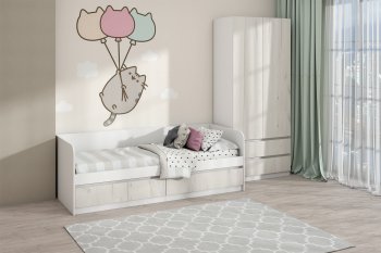 Кровать Соната 900 белый/крафт белый (Зарон) в Среднеуральске - sredneuralsk.mebel-e96.ru