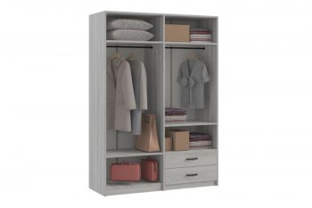 Шкаф 1500 мм  4-х ств. с зеркалом 2 ящ. SVETLANA LOFT, сосна белая (Генезис) в Среднеуральске - sredneuralsk.mebel-e96.ru