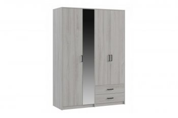 Шкаф 1500 мм  4-х ств. с зеркалом 2 ящ. SVETLANA LOFT, сосна белая (Генезис) в Среднеуральске - sredneuralsk.mebel-e96.ru