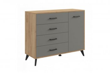 Комод-Тумба (1дв,4ящ) SVETLANA LOFT, дуб золотой/серый (Генезис) в Среднеуральске - sredneuralsk.mebel-e96.ru