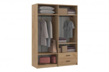 Шкаф 1500 мм  4-х ств. с зеркалом 2 ящ. SVETLANA LOFT, дуб золотой (Генезис) в Среднеуральске - sredneuralsk.mebel-e96.ru