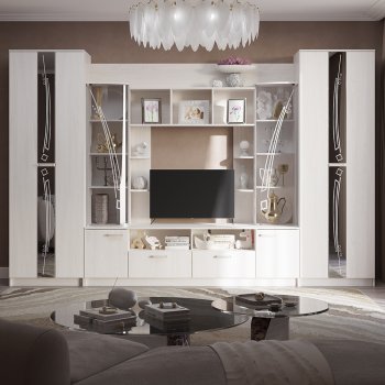 Стенка Венеция ясень белый (БТС) в Среднеуральске - sredneuralsk.mebel-e96.ru